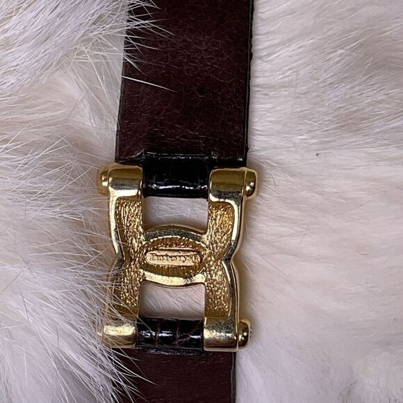Vintage Burberry Black Leather Silver and Gold Link Bracelet Stamped - Picture 9 of 15